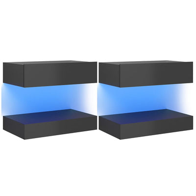 vidaXL TV Cabinets with LED Lights 2 pcs High Gloss Black 60x35 cm