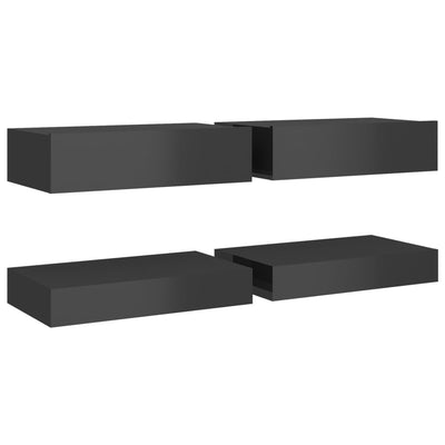 vidaXL TV Cabinets with LED Lights 2 pcs High Gloss Black 60x35 cm