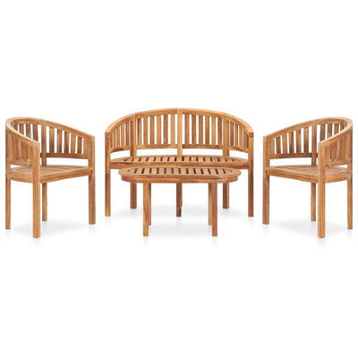 vidaXL 4 Piece Banana Garden Lounge Set Solid Teak Wood