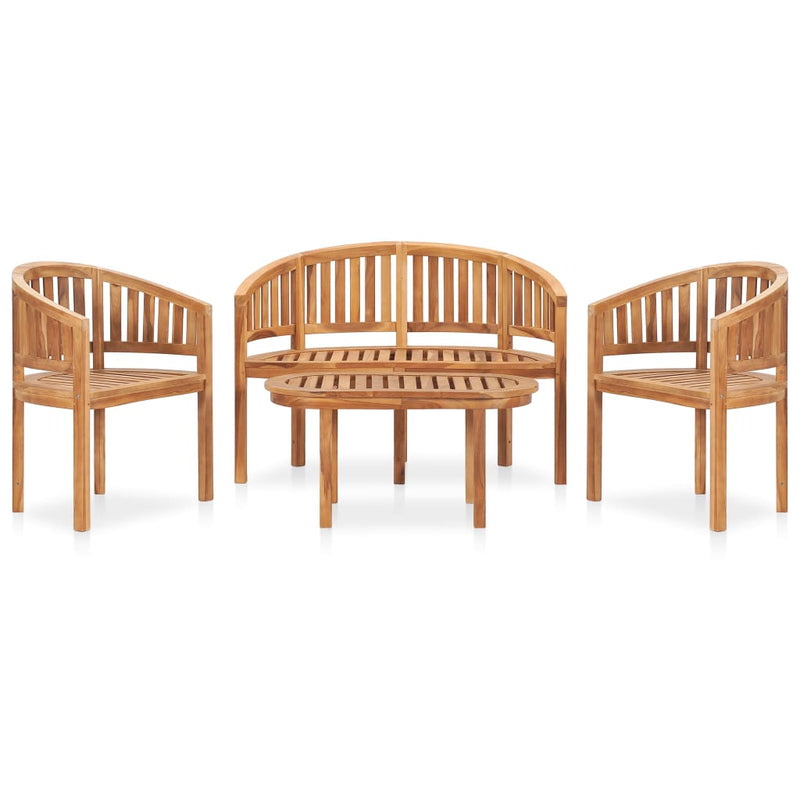 vidaXL 4 Piece Banana Garden Lounge Set Solid Teak Wood