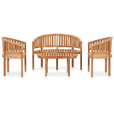 vidaXL 4 Piece Banana Garden Lounge Set Solid Teak Wood