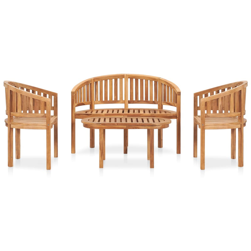 vidaXL 4 Piece Banana Garden Lounge Set Solid Teak Wood