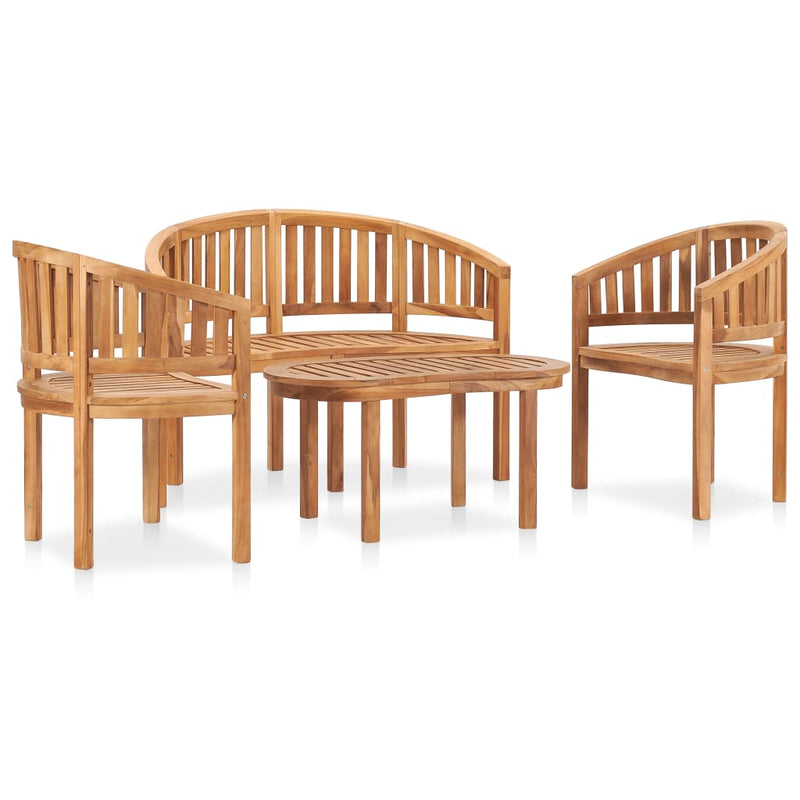 vidaXL 4 Piece Banana Garden Lounge Set Solid Teak Wood