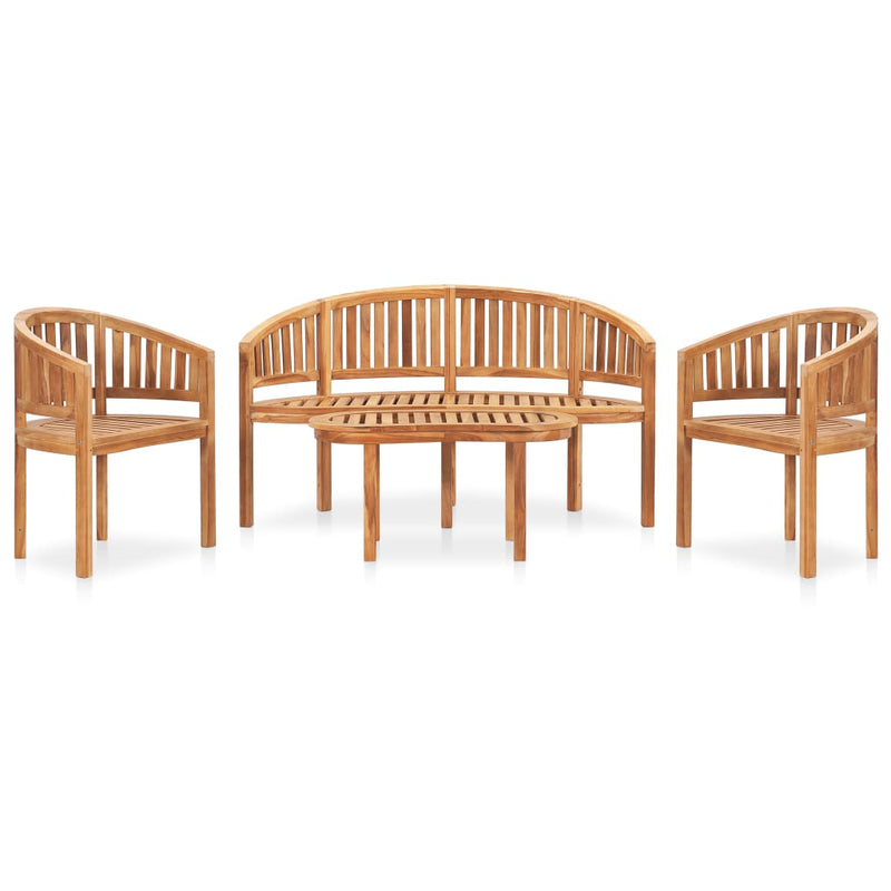 vidaXL 4 Piece Banana Garden Lounge Set Solid Teak Wood