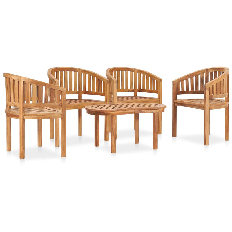 vidaXL 5 Piece Banana Garden Lounge Set Solid Teak Wood