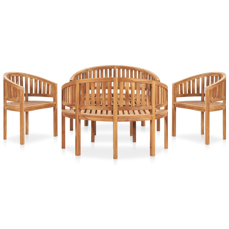 vidaXL 4 Piece Banana Garden Lounge Set Solid Teak Wood