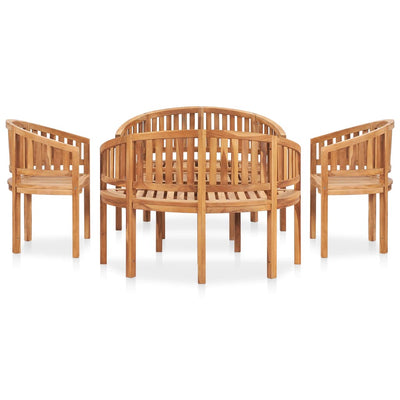 vidaXL 4 Piece Banana Garden Lounge Set Solid Teak Wood