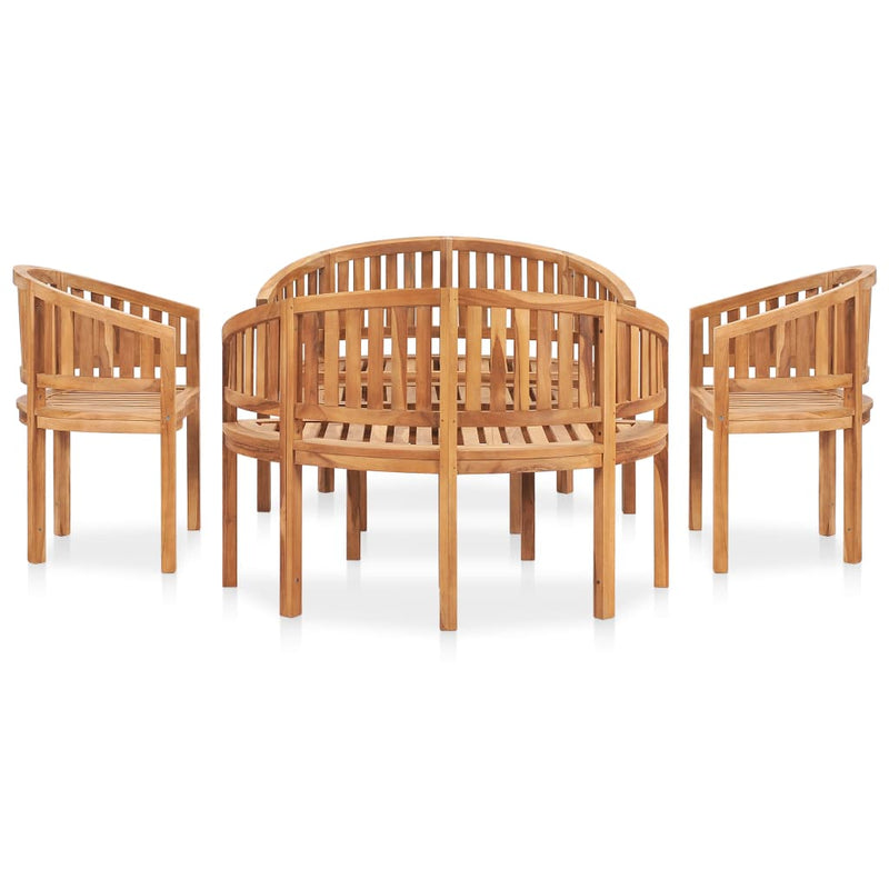 vidaXL 4 Piece Banana Garden Lounge Set Solid Teak Wood