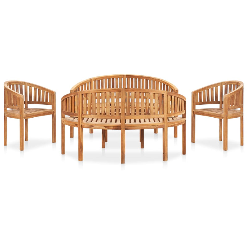 vidaXL 4 Piece Banana Garden Lounge Set Solid Teak Wood