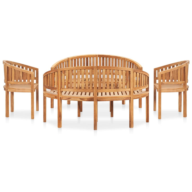 vidaXL 4 Piece Banana Garden Lounge Set Solid Teak Wood