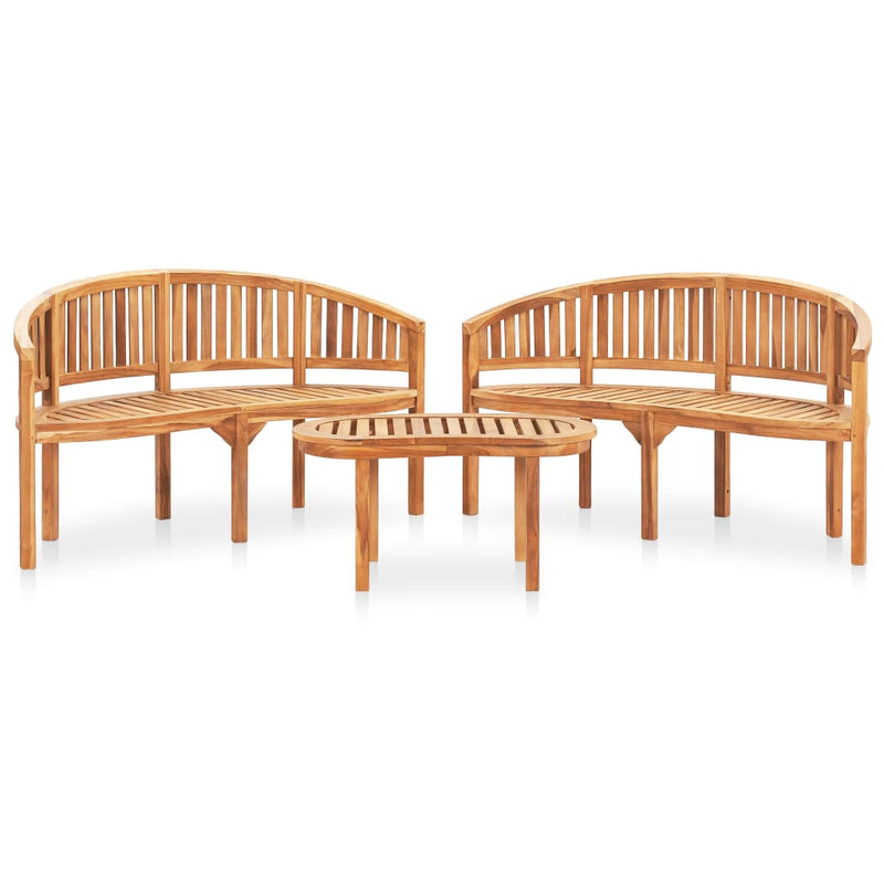 vidaXL 3 Piece Banana Garden Lounge Set Solid Teak Wood