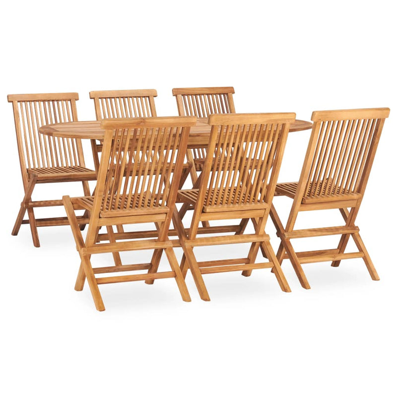 vidaXL 7 Piece Folding Outdoor Dining Set Solid Wood Teak
