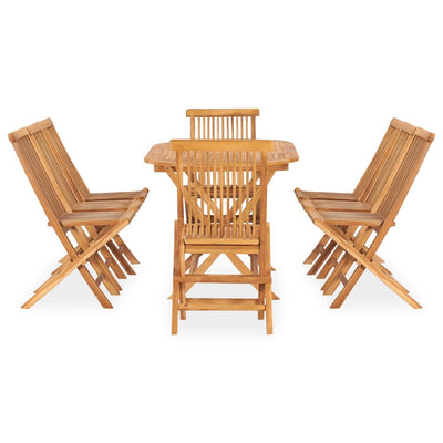 vidaXL 7 Piece Folding Outdoor Dining Set Solid Wood Teak