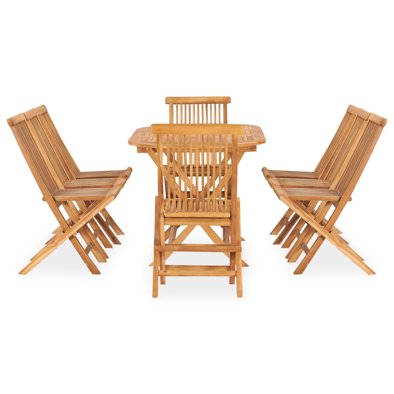 vidaXL 7 Piece Folding Outdoor Dining Set Solid Wood Teak
