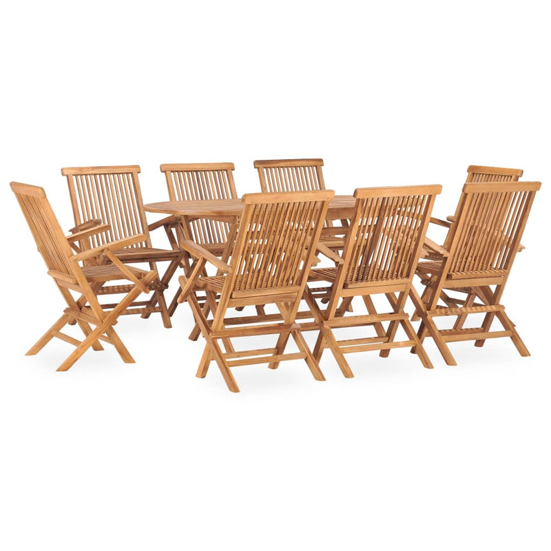 vidaXL 9 Piece Folding Outdoor Dining Set Solid Wood Teak
