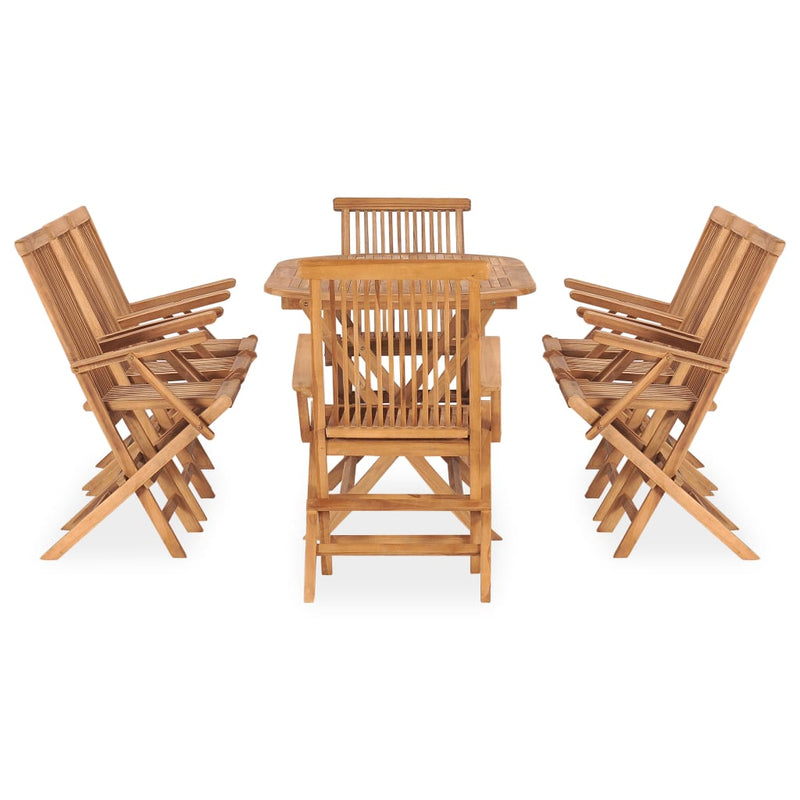 vidaXL 9 Piece Folding Outdoor Dining Set Solid Wood Teak