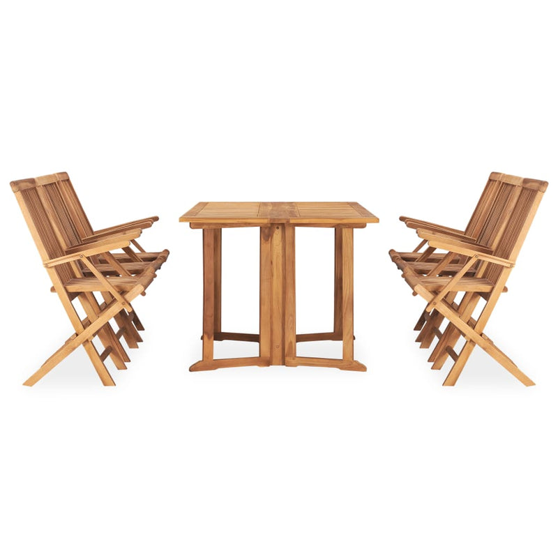 vidaXL 9 Piece Folding Outdoor Dining Set Solid Wood Teak