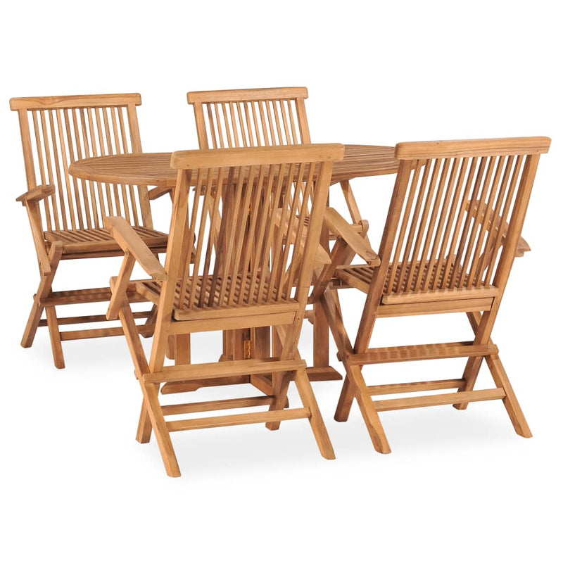 vidaXL 9 Piece Folding Outdoor Dining Set Solid Wood Teak