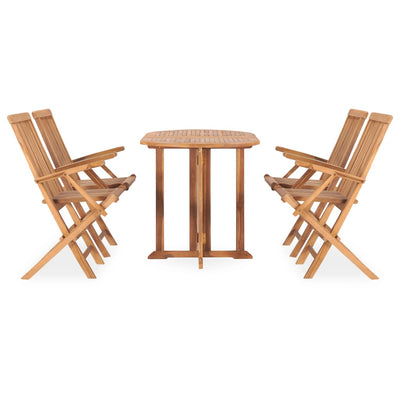 vidaXL 9 Piece Folding Outdoor Dining Set Solid Wood Teak