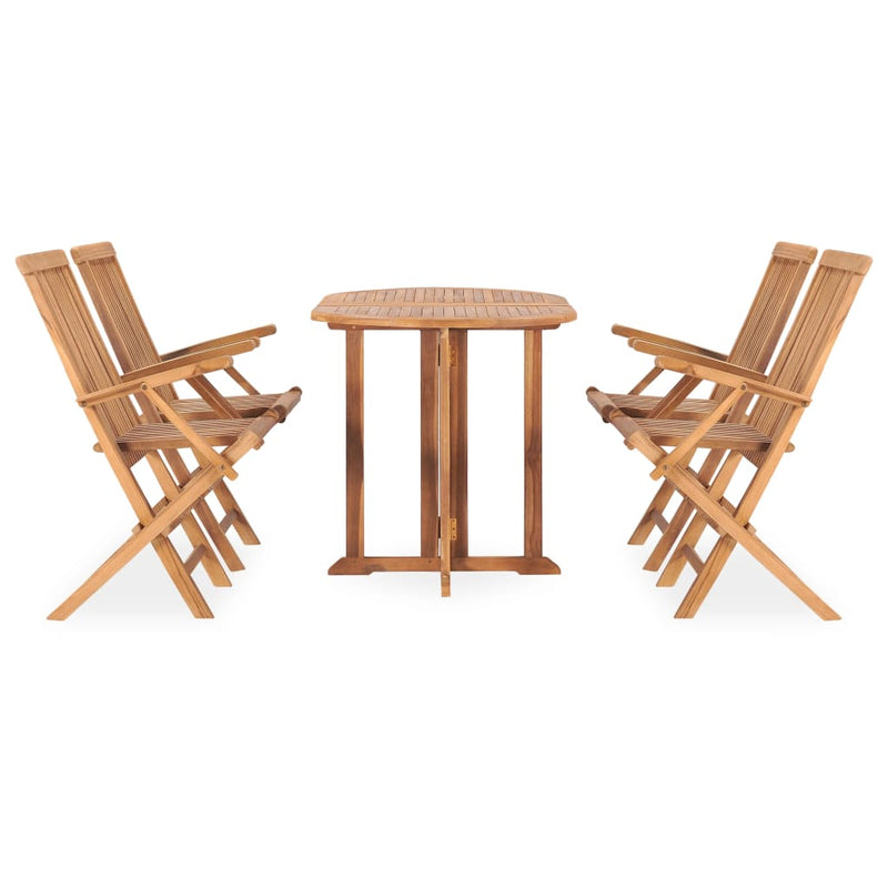 vidaXL 9 Piece Folding Outdoor Dining Set Solid Wood Teak