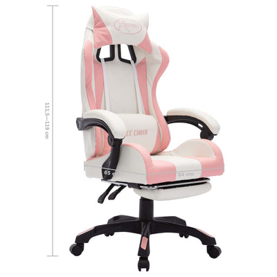 vidaXL Racing Chair with RGB LED Lights Pink and White Faux Leather