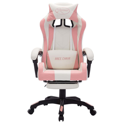 vidaXL Racing Chair with RGB LED Lights Pink and White Faux Leather