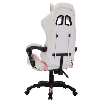 vidaXL Racing Chair with RGB LED Lights Pink and White Faux Leather