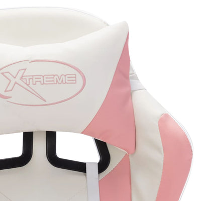 vidaXL Racing Chair with RGB LED Lights Pink and White Faux Leather