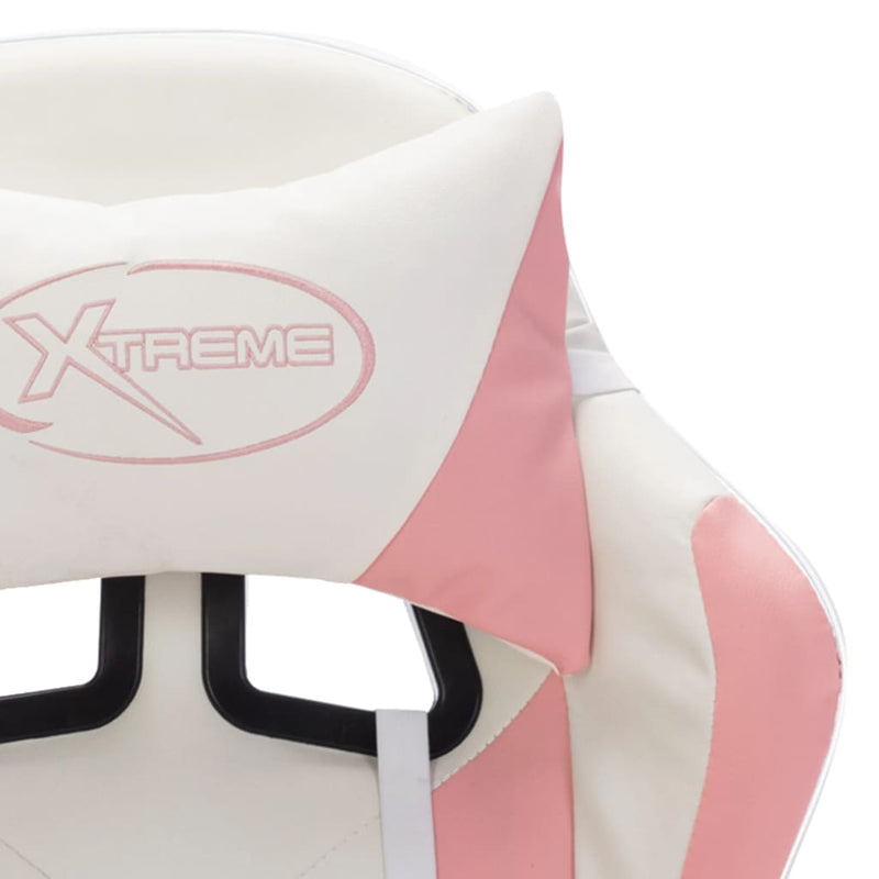 vidaXL Racing Chair with RGB LED Lights Pink and White Faux Leather