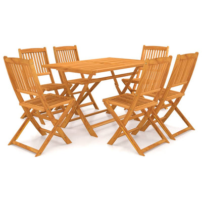 vidaXL 7 Piece Folding Garden Dining Set Solid Wood Acacia