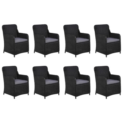 vidaXL 11 Piece Garden Dining Set Poly Rattan Black