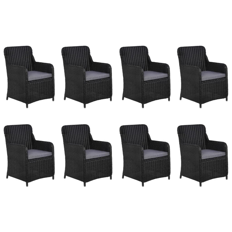 vidaXL 11 Piece Garden Dining Set Poly Rattan Black
