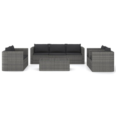 vidaXL 8 Piece Garden Lounge Set with Cushions Poly Rattan Grey
