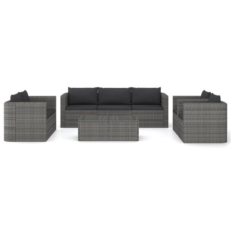 vidaXL 8 Piece Garden Lounge Set with Cushions Poly Rattan Grey