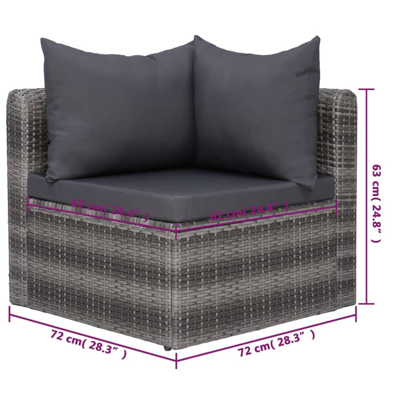 vidaXL 8 Piece Garden Lounge Set with Cushions Poly Rattan Grey