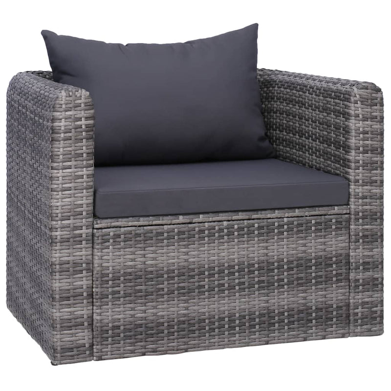 vidaXL 8 Piece Garden Lounge Set with Cushions Poly Rattan Grey