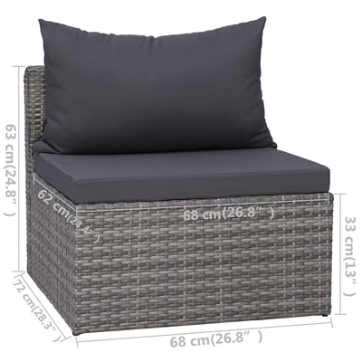 vidaXL 8 Piece Garden Lounge Set with Cushions Poly Rattan Grey