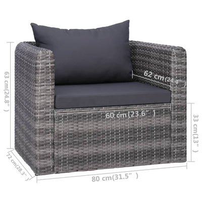 vidaXL 8 Piece Garden Lounge Set with Cushions Poly Rattan Grey