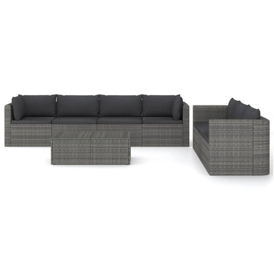 vidaXL 8 Piece Garden Lounge Set with Cushions Poly Rattan Grey