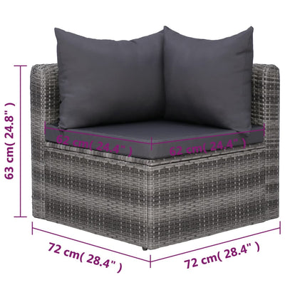 vidaXL 8 Piece Garden Lounge Set with Cushions Poly Rattan Grey