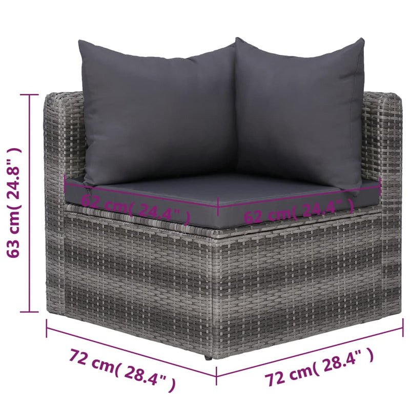vidaXL 8 Piece Garden Lounge Set with Cushions Poly Rattan Grey