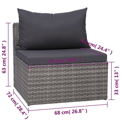 vidaXL 8 Piece Garden Lounge Set with Cushions Poly Rattan Grey