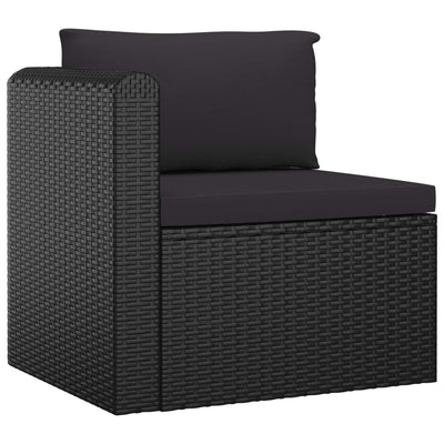 vidaXL 10 Piece Garden Lounge Set with Cushions Poly Rattan Black