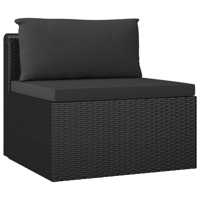 vidaXL 10 Piece Garden Lounge Set with Cushions Poly Rattan Black