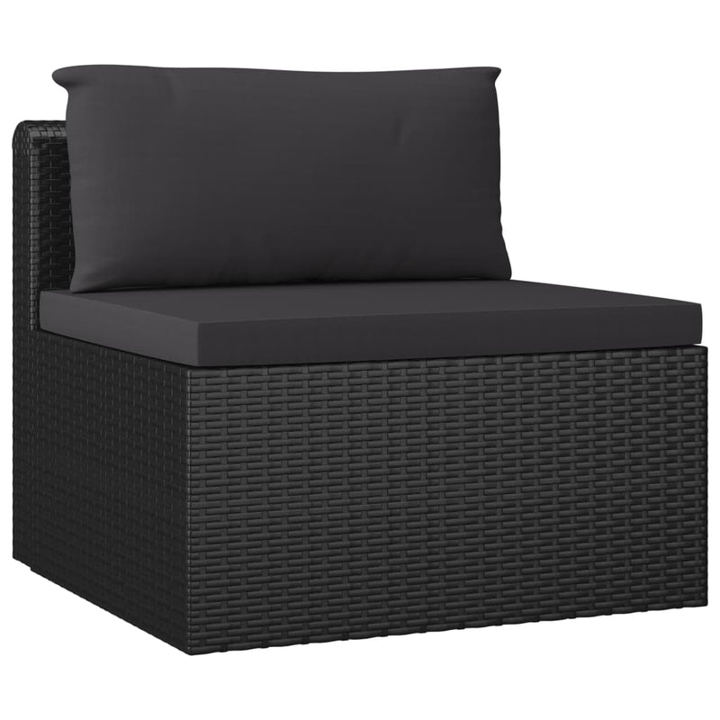 vidaXL 10 Piece Garden Lounge Set with Cushions Poly Rattan Black