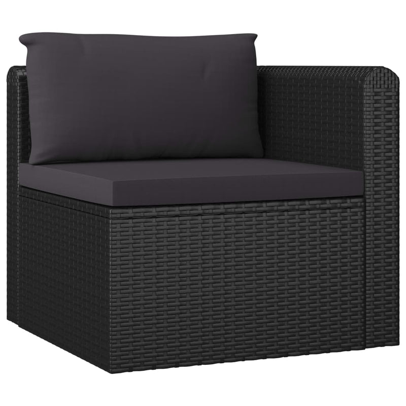 vidaXL 10 Piece Garden Lounge Set with Cushions Poly Rattan Black
