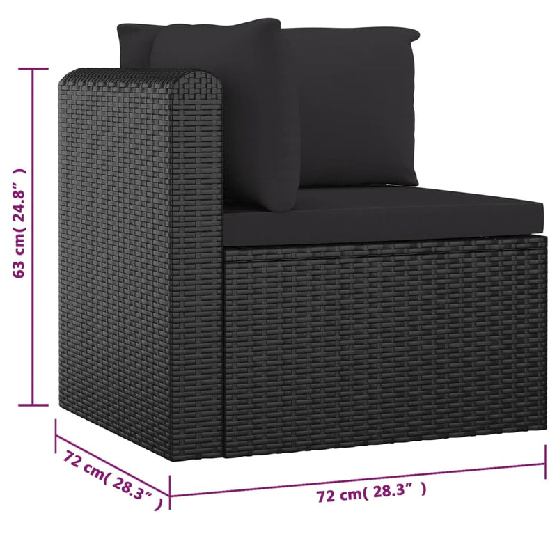 vidaXL 10 Piece Garden Lounge Set with Cushions Poly Rattan Black
