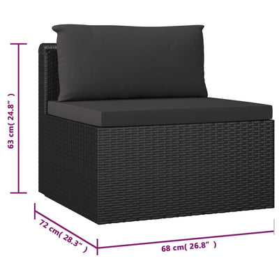 vidaXL 10 Piece Garden Lounge Set with Cushions Poly Rattan Black