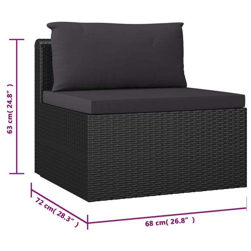 vidaXL 10 Piece Garden Lounge Set with Cushions Poly Rattan Black