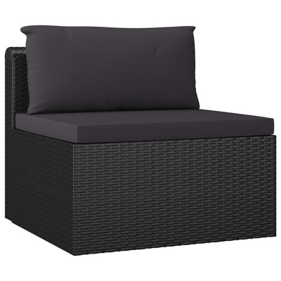 vidaXL 10 Piece Garden Lounge Set with Cushions Poly Rattan Black